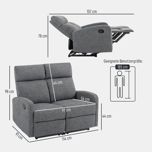 Lænestol Sofa, 114x91x98 cm, Grå