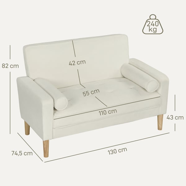 Tvåsitssoffa, 130x74,5x82 cm, Creme
