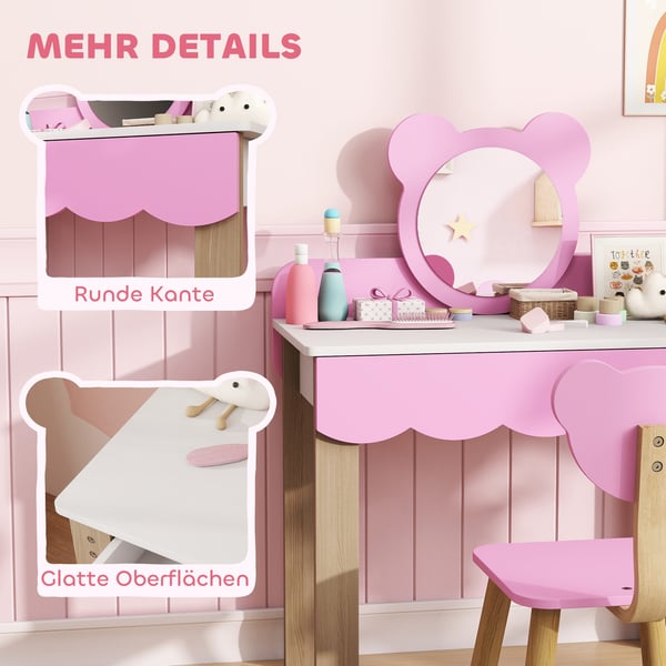 Pigesminkebord, 68x35x86 cm, Pink