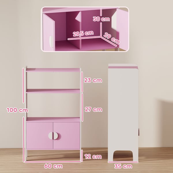 Barnbokhylla, 60x35x100 cm, Rosa