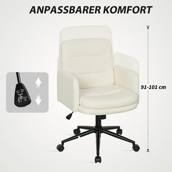 Toimiston tuoli, 61,5x65x91-101 cm, kerma