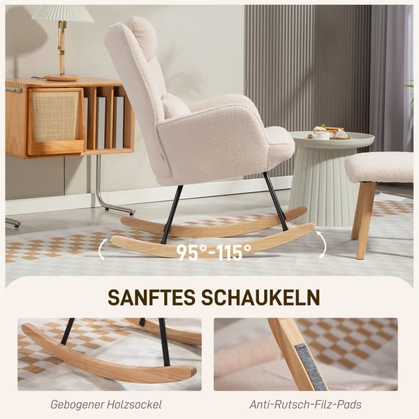 Gungstol med fotpall, 70,5x101,5x99,5 cm, beige