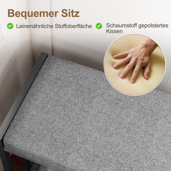 Skohylde med bænk, 86x30x45,4 cm, grå