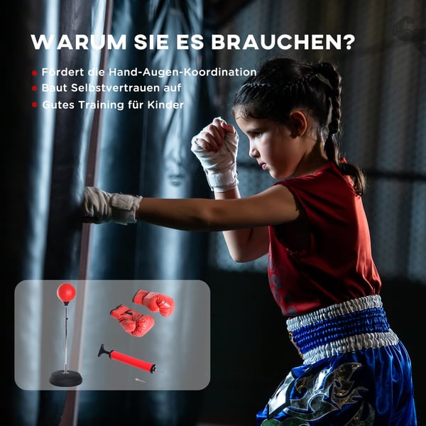 Boxbollset, 43x43x126-144 cm, Röd