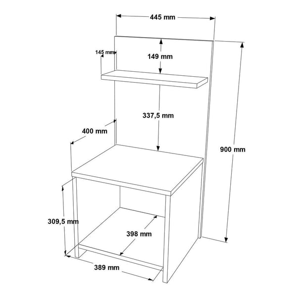 Højt sengebord 90 cm hvid
