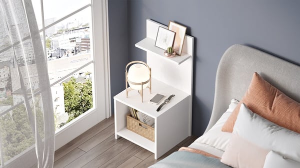 Højt sengebord 90 cm hvid