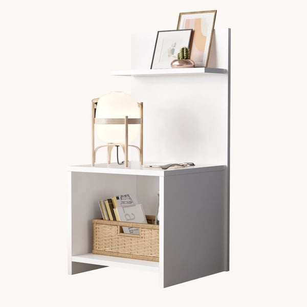 Højt sengebord 90 cm hvid