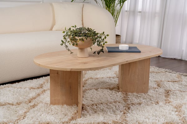 Ovalt sofabord, Sable, 119x40x60 cm, brun