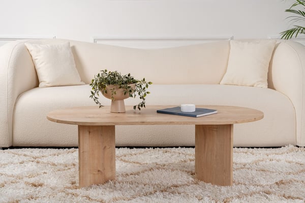 Ovalt sofabord, Sable, 119x40x60 cm, brun