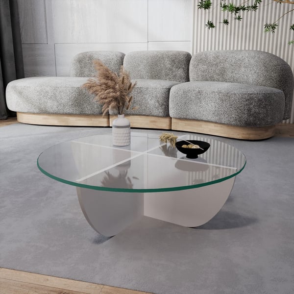 Soffbord i glas, Lily, 90x30x90 cm, vit