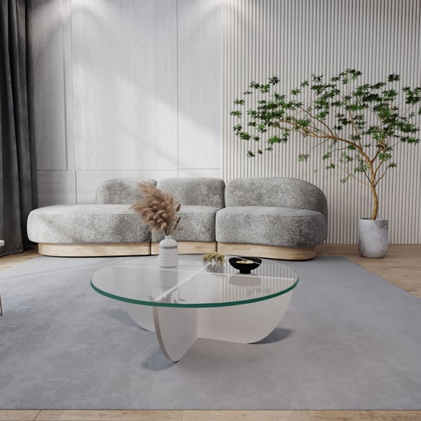 Soffbord i glas, Lily, 90x30x90 cm, vit