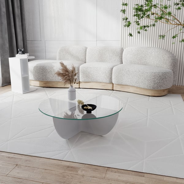 Soffbord i glas, Lily, 90x30x90 cm, vit