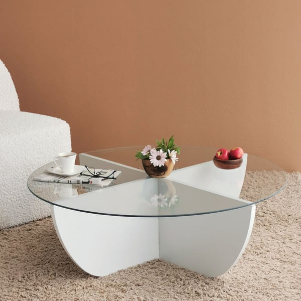 Soffbord i glas, Lily, 90x30x90 cm, vit