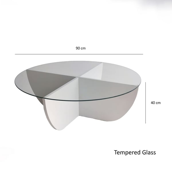 Soffbord i glas, Lily, 90x30x90 cm, vit