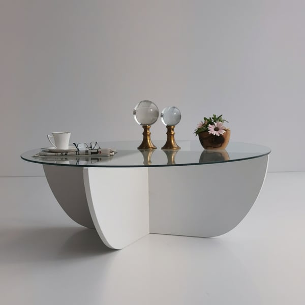 Soffbord i glas, Lily, 90x30x90 cm, vit