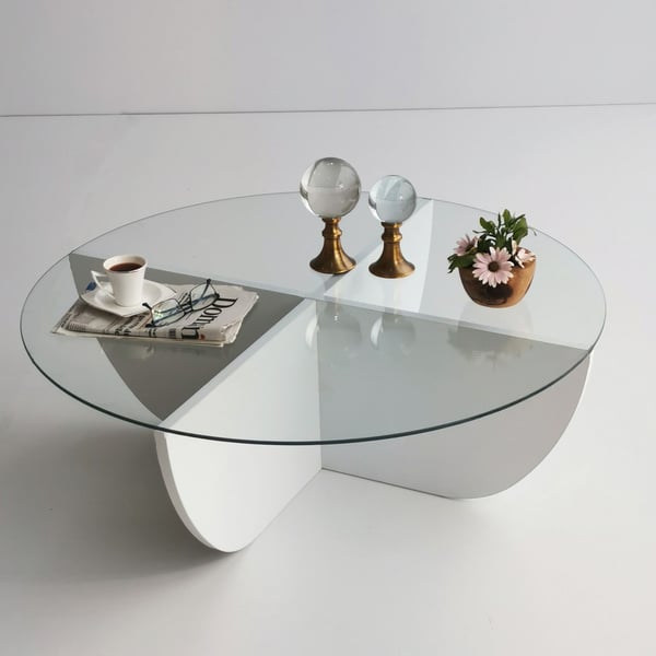 Soffbord i glas, Lily, 90x30x90 cm, vit
