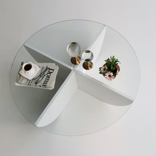 Soffbord i glas, Lily, 90x30x90 cm, vit