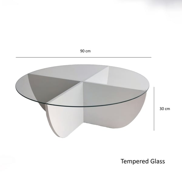Soffbord i glas, Lily, 90x30x90 cm, vit