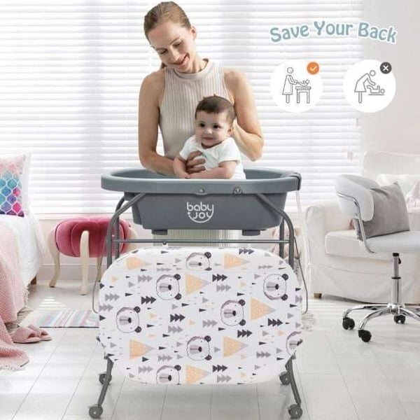 Baby skiftetabel med badekar, 86x50x104 cm, Grå