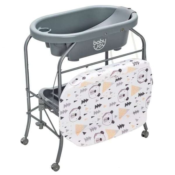 Baby skiftetabel med badekar, 86x50x104 cm, Grå