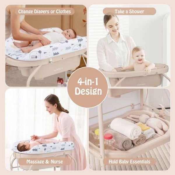 Baby puslebord, 86x50x104 cm, Grå