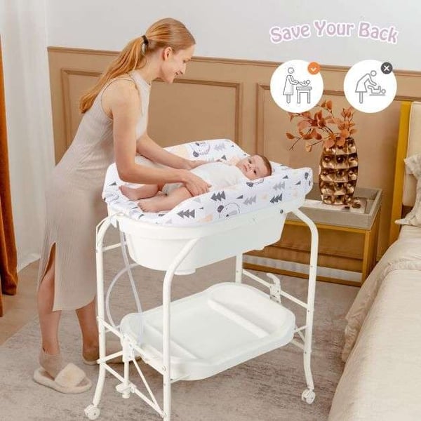 Babyskiftetabel, 86x50x104 cm, Hvid