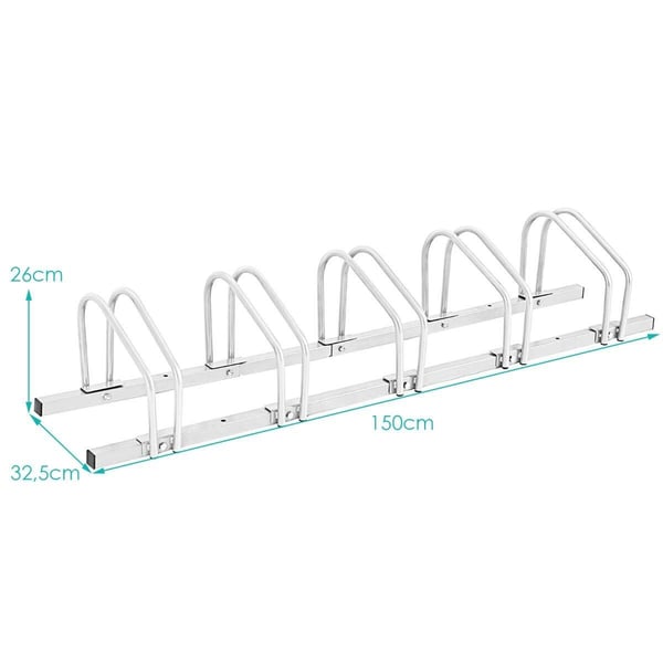 Cykelopbevaringsstativ, 150x32,5x26 cm, Sort/Sølv