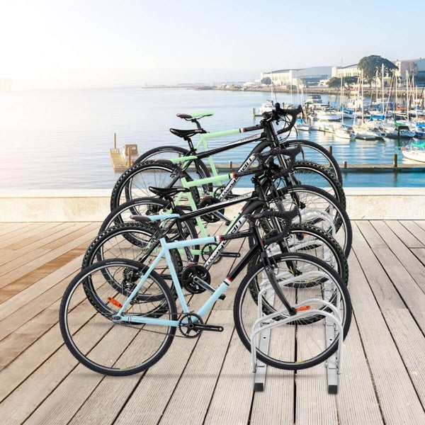 Cykelopbevaringsstativ, 150x32,5x26 cm, Sort/Sølv