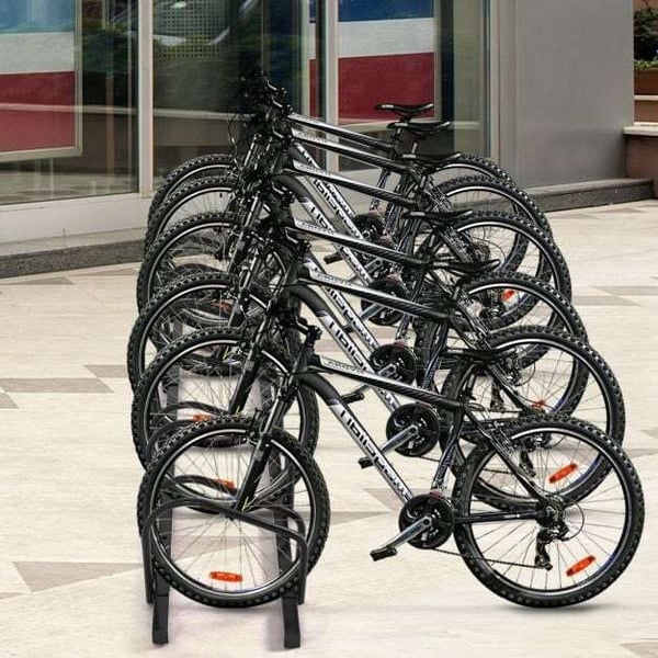 Cykelopbevaringsstativ, 180x32.5x26 cm, Sort/Sølv