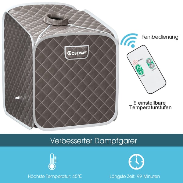 Transportabel Dampsauna Spa, 85x84x106 cm, Sort