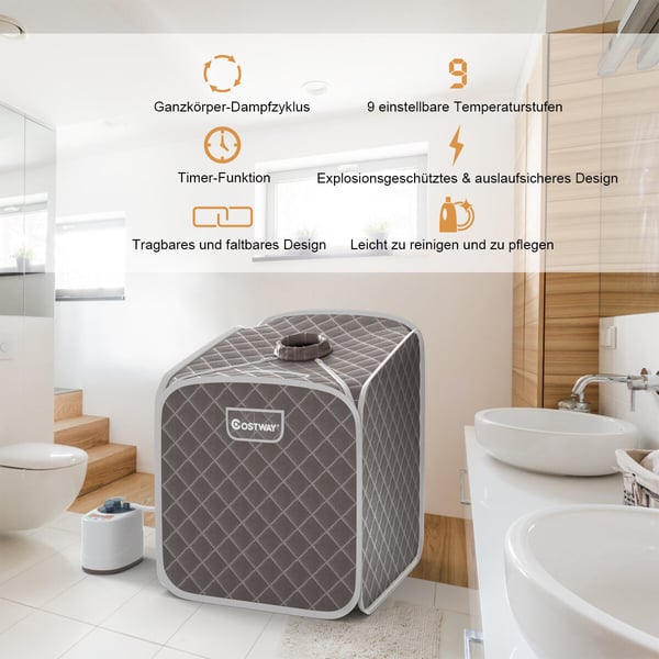 Transportabel Dampsauna Spa, 85x84x106 cm, Sort