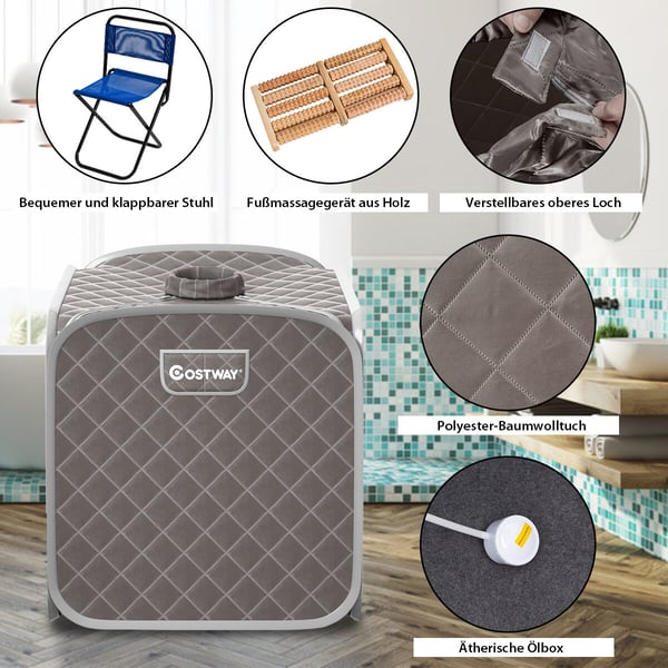 Transportabel Dampsauna Spa, 85x84x106 cm, Sort