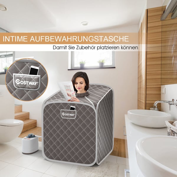 Transportabel Dampsauna Spa, 85x84x106 cm, Sort