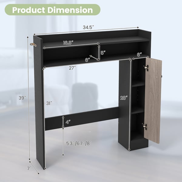Badeværelses gulvopbevaringsorganisator, 34,5x7x39 cm, Sort