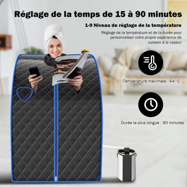 Dampsauna, 78x87x101 cm, Sort