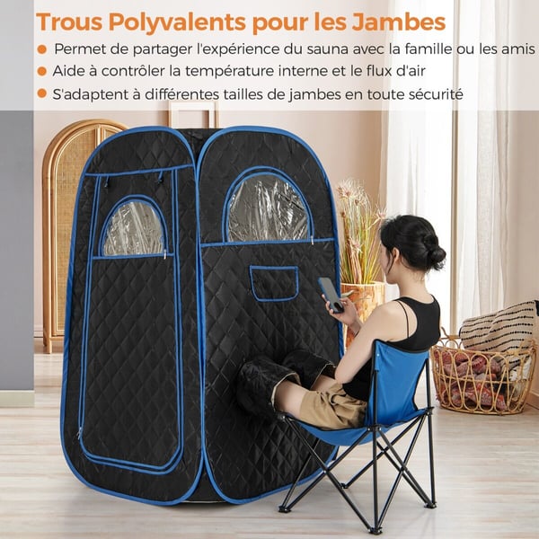 Transportabel dampsauna, 89x89x149 cm, Sort