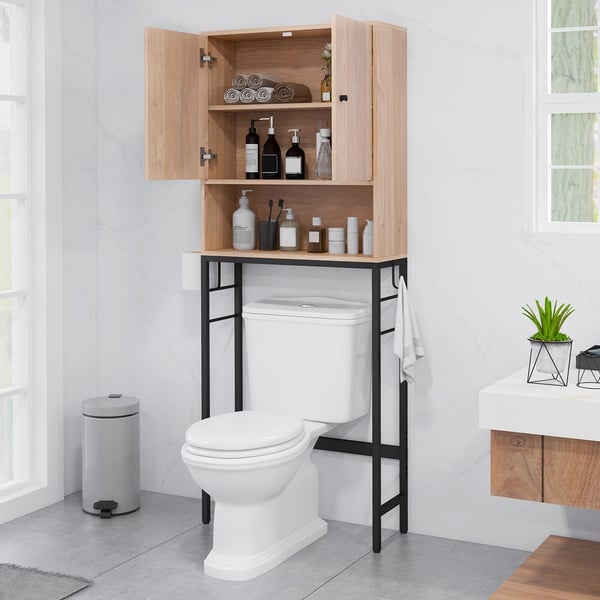 Toiletopbevaringsskab, 23×64×159 cm, Natur