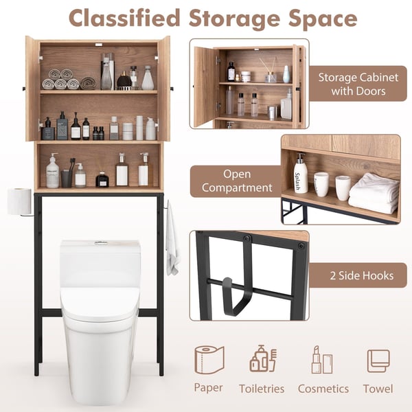 Toiletopbevaringsskab, 23×64×159 cm, Natur