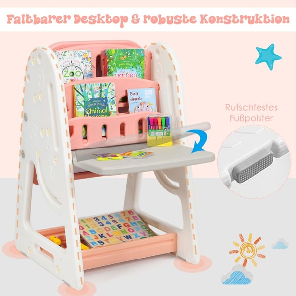 Lasten taideteline ja kirjoituspöytä tuolilla, 63x53x100 cm, oranssi