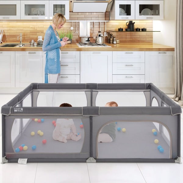 Baby legeplads, 206x147x68,5 cm, Mørkegrå