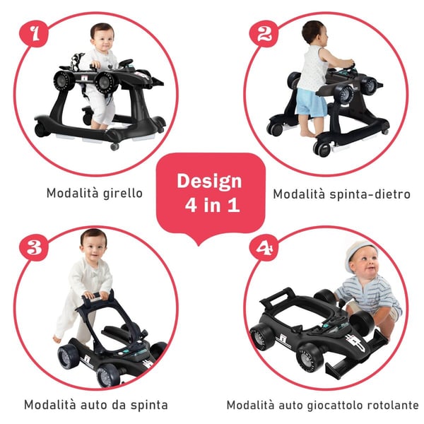 Baby Walker, 73x61x51.5/53.5/55.5 cm, Sort