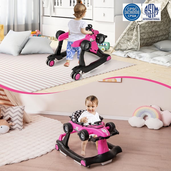 Aktivitets skubbevogn, 73x61x51.5/53.5/55.5 cm, Pink
