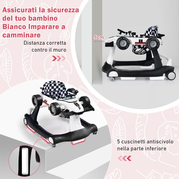 Baby Walker, 73x64x50.5/53.5/55.5 cm, Hvid Baby Walker, 73x64x50.5/53.5/55.5 cm, Hvid
