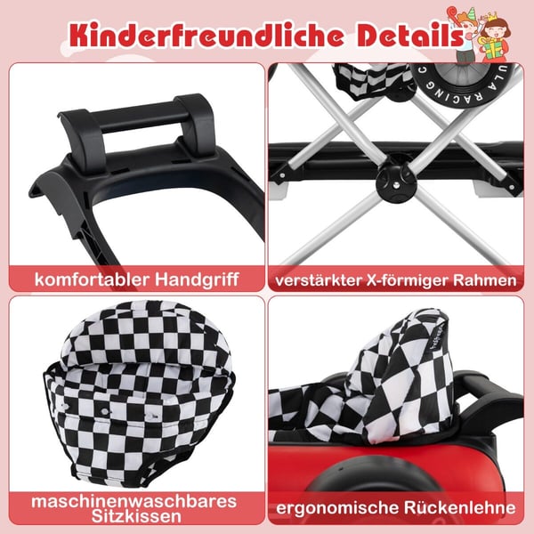 Baby Push Walker Aktivitetscenter, 74×64×51 cm, Rød