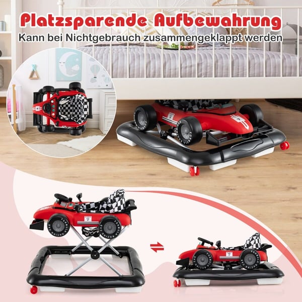 Baby Push Walker Aktivitetscenter, 74×64×51 cm, Rød