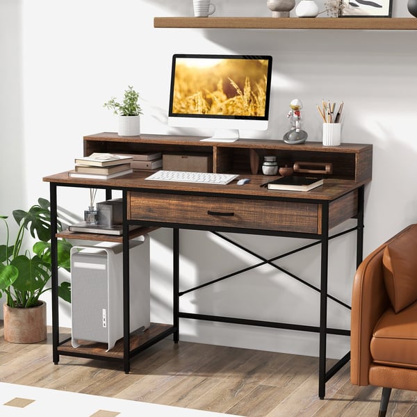 Computer Desk, 122x56x90 cm, Rustikt Brun
