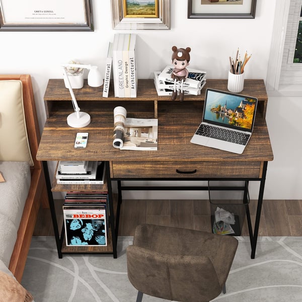 Computer Desk, 122x56x90 cm, Rustikt Brun