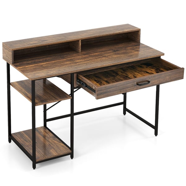 Computer Desk, 122x56x90 cm, Rustikt Brun