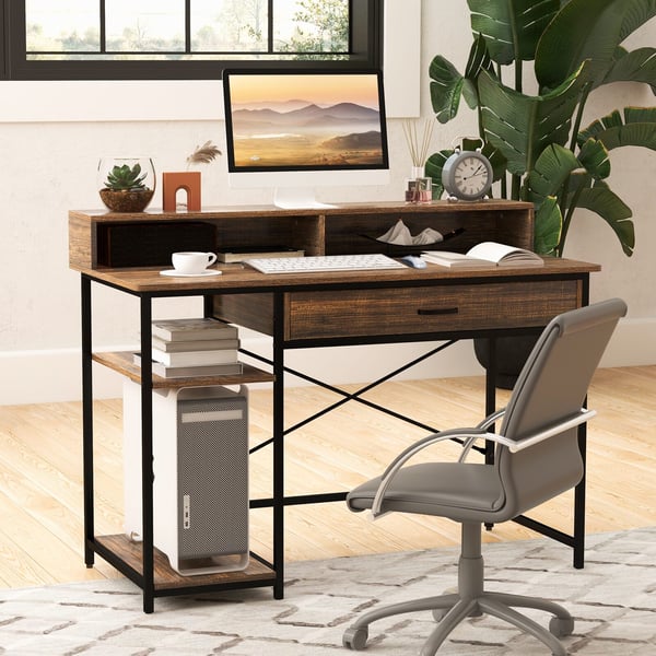 Computer Desk, 122x56x90 cm, Rustikt Brun