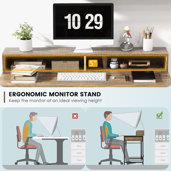 Computer Desk, 122x56x90 cm, Rustikt Brun